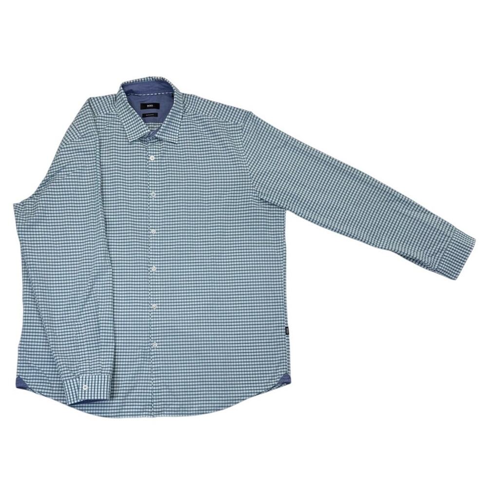 Hugo Boss Shirt Men's 2XL Blue Button Down Long Sleeve-Regular Fit
